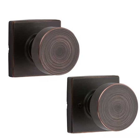 Kwikset Kwikset: Pismo Passage Door Knob with Square Rose / Venetian Bronze KWS-720PSK-SQT-11P